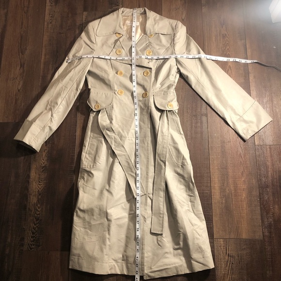 VTG Parallel Poly Vinyl Trench Coat. Cream Color Women’s Size 6. Made In USA - Picture 7 of 8